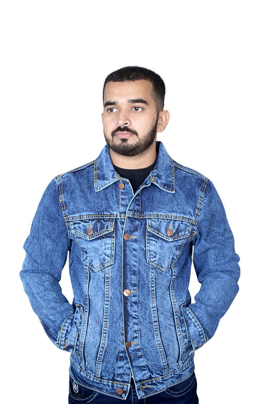 Classic Men’s Denim Jacket- Premium-quality  Blue and Black