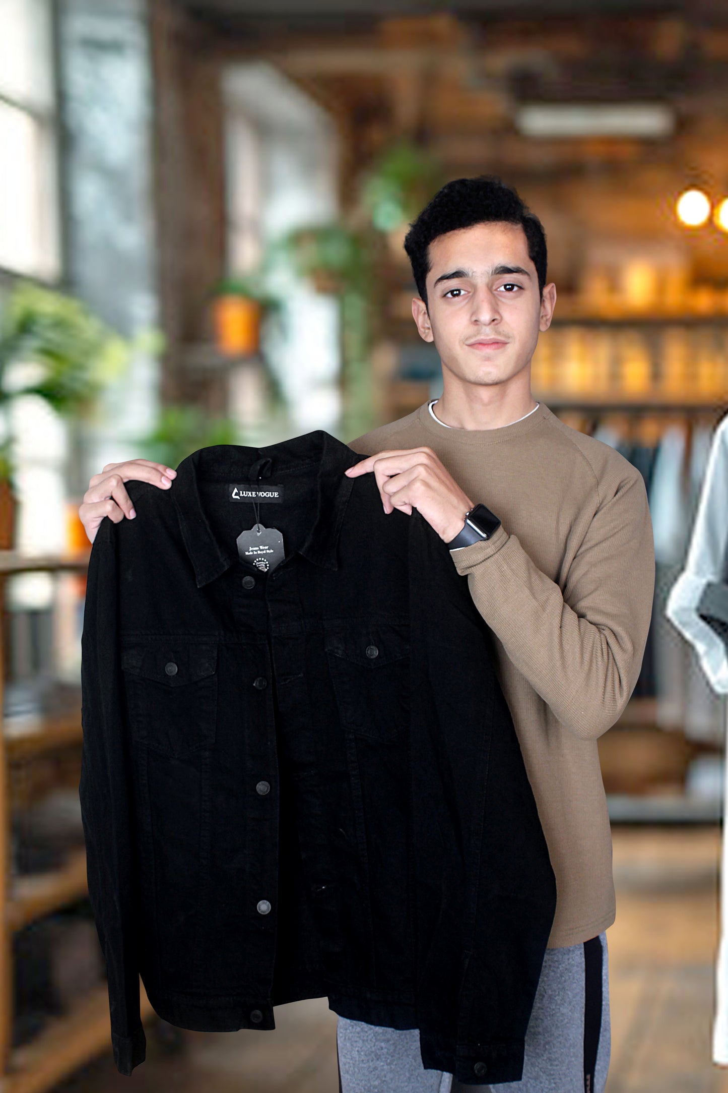 Classic Men’s Denim Jacket- Premium-quality  Blue and Black