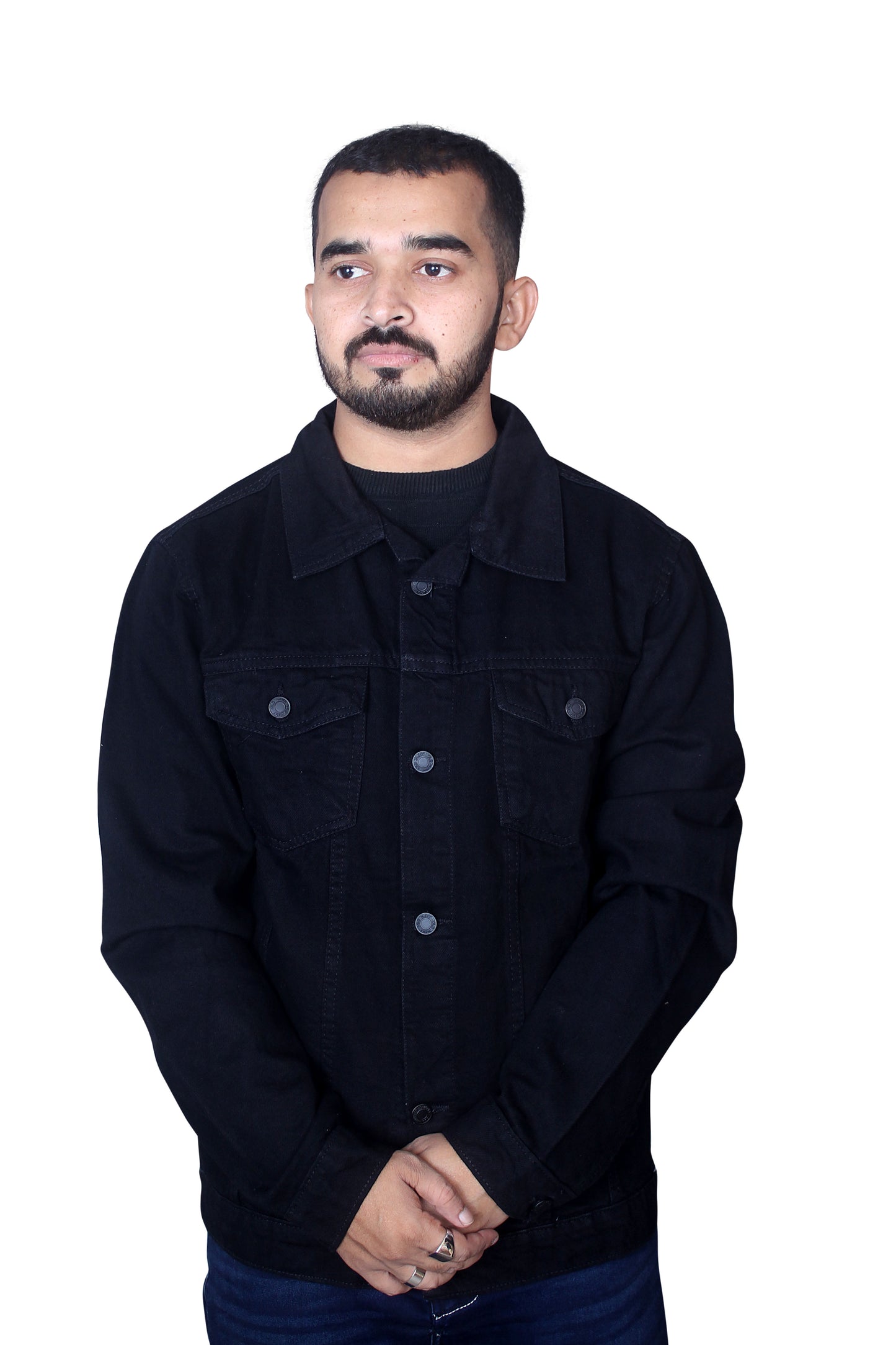 Classic Men’s Denim Jacket- Premium-quality  Blue and Black